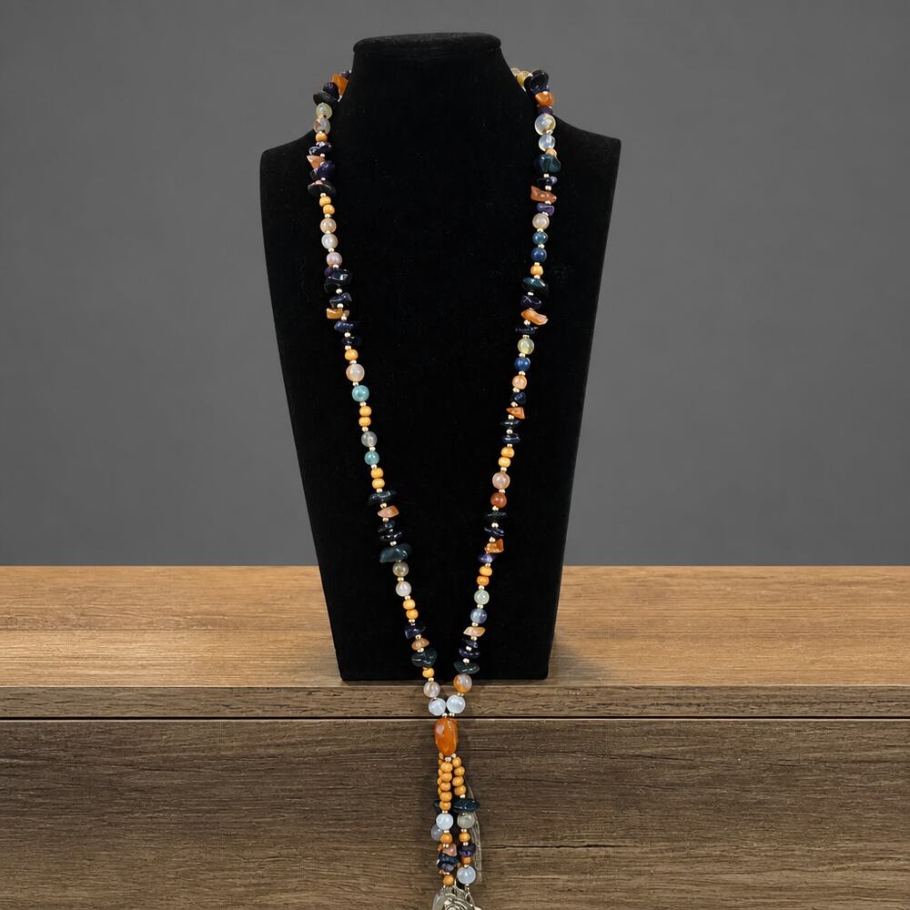 Unbranded boho-style necklace multiple strands with mixed stone beads